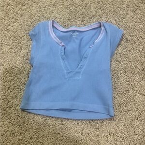 Urban Outfitters Blue Ribbed Crop Top